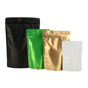 Bolsa de almacenamiento de alimentos, 100 piezas coloridas y autónomas de papel de aluminio mate con cierre de cremallera, saco de embalaje de dulces de chocolate con cremallera sellada, Doypack de frutas secas, bolsas de té