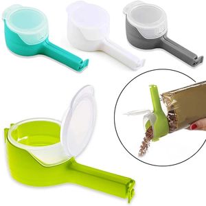 Bolsa de almacenamiento de alimentos Clips de sellado Clip de sellado de tapa de plástico con caños para verter Snack Almacenamiento de dulces Abrazadera fresca Organizador de cocina LX4928