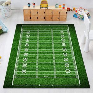 Football Field 3D Impresión Carpeta para sala de estar Mats de deportes de fútbol Alfombra de decoración para el hogar para niños Alfombras del área de juego de la habitación