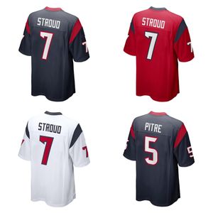 Maillot de football C.J. Stroud 7 JALEN Pitre 5 Tank Dell 3 Bleu marine Blanc et rouge Couleur Homme Taille S-XXXL Maillots cousus