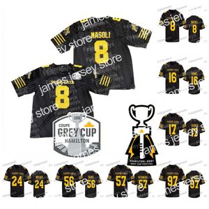 Maillots de football 2021 Hamilton Tiger-Cats Grey Cup Festival Maillot de football 16 Brandon Banks 8 Jeremiah Masoli Luke Tasker Delvin Breaux Ja'Gared Davis