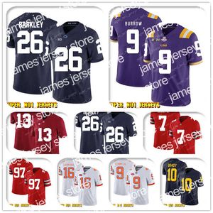 Camisetas de fútbol NCAA 26 Saquon Barkley 9 Joe Burrow LSU Tigers Camiseta de fútbol universitario 5 Teddy Bridgewater 59 Luke Kuechly 22 Christian McCaffrey 5-21