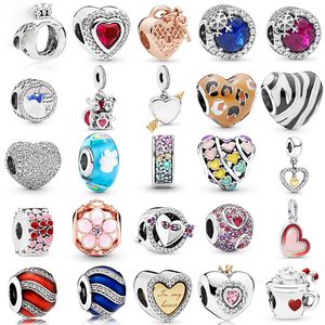 Empreintes de pas alliage perles amour coeur balancent breloque couleur argent femmes pendentif bijoux galaxie ciel étoilé breloques perle