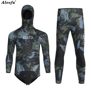 Voisonniers hommes Spearfishing wets combinaisons néoprène 3,5 mm 5 mm 7 mm Camouflage de camouflage Camouflage Suit 2pcs Set pour la chasse, plongée sous-marine