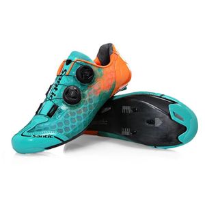 Chaussures Santic ultraléger respirant hommes chaussures de cyclisme semelle en fibre de carbone Pro vtt route vélo chaussures Sport autobloquant mâle baskets