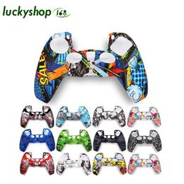 Pour PS5 Playstation 5 Skin Soft Gel Silicone Housse De Protection Grip Case Camouflage Crâne Dessin Animé Fleur 100pcs DHL