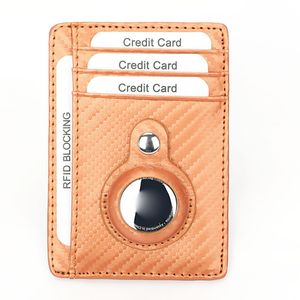 Pour les étuis de porte-cartes Airtag Wallet Tracker anti-vol et anti-perte pour hommes et femmes en cuir de vachette en fibre de carbone