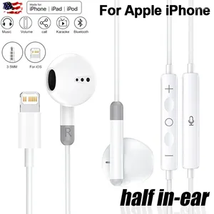 Écouteurs filaires Bluetooth d'origine Apple, casque d'écoute demi-intra-auriculaire avec foudre, pour IPhone 11 13 12 14 Pro Max XS XR X 8 7 Plus 6