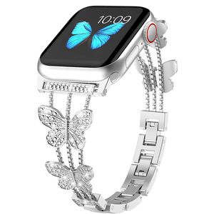 Pour les bracelets de montre Apple nouveau petit bracelet de diamant en métal papillon bracelet iWatch exclusif transfrontalier