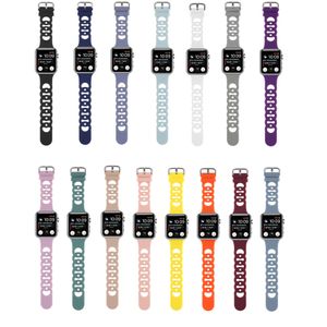 Pour Apple Watch Bands Bracelets en silicone Smartwatch 7 6 5 4 3 2 1 SE Bracelet de montre creux avec bouton en métal à double boucle Compatible avec iwatch 41/38/40 mm 45/42/44 mm