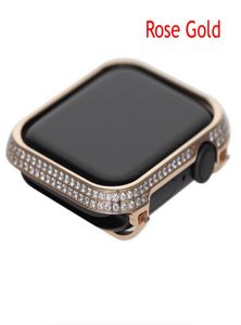 Pour Apple Watch série 4 boîtier en diamant strass fait à la main lunette en cristal de zircon galvanoplastie couverture de montre en or 40mm 44mm9261986