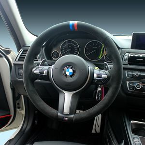 For BMW 3/5/7/1 Series GT DIY Customized Steering Wheel Cover for Suede Fur Interior