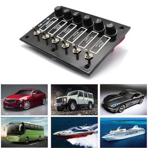 Pour Car Marine Ship Caravan RV DC12 24V ON OFF Rocker Toggle Car Switch Panel Avec Fusible Protection 6 Gang Label Stickers3372