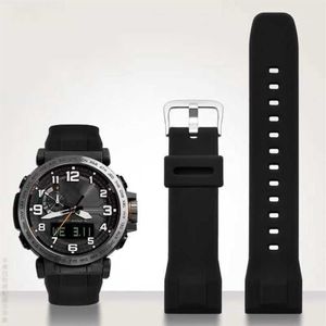 pour Casio Prg650 Prw6600y1a9 Prg600610 Bracelet de montre en silicone étanche Remplacer le caoutchouc 24mm Noir Bleu Bracelet de montre Accessoires H01674301v