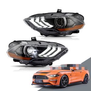 Para Ford Mustang 20 18-UP conjunto de faros LED Retroadaptación RGB limpiando lente indicadora de giro faro de circulación diurna para coche