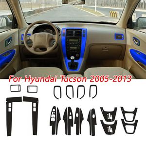 Para Hyundai Tucson 2005-2013, manija de puerta de Panel de Control Central Interior, pegatinas de fibra de carbono 5D, accesorios de estilo de coche