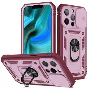 Para Iphone 14 13 12 11 Pro Max Estuches para teléfonos multifunción de servicio pesado Soporte magnético para automóvil Estuche protector de cámara deslizante a prueba de golpes