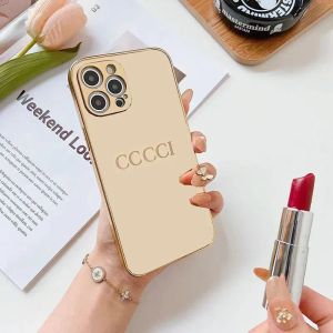 Pour iPhone 14 Pro Max Plus Coques de téléphone Luxe Gold Mirror Reflection Shell Case 9 sortes Designer Golden Pattern Cover 13 12 11 XR XS 8 7 Phonecase