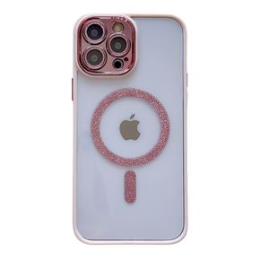 Pour iPhone 15 Pro Max Luxury paillette magnétique Clean Clean pour iPhone 11 12 13 14 15Plus Flash Lens Protection Transparent Cover 100pcs