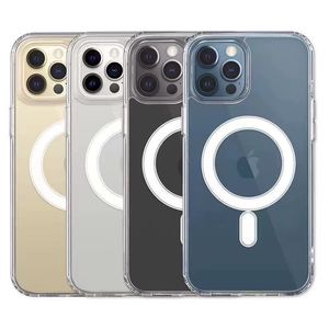 Étui de téléphone antichoc transparent magnétique en acrylique de haute qualité de vente chaude pour iPhone 15 14 13 12 11 Pro Max avec emballage de vente au détail