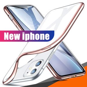 Para iphone 11 pro x xr xs max s10 note 10 funda ultrafina resistente a los golpes tecnología de galvanoplastia de metal suave gel tpu funda transparente