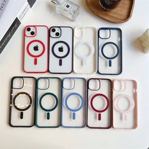 Macarone Matte Cases Magsafe Soft TPU Hard Clear PC Funda de teléfono para iPhone 15 14 13 11 Pro Max X XS XR Plus