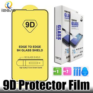 Pour iPhone 14 Film de protection d'écran 9D verre trempé pour iPhone 13 12 Pro Max XR avec emballage de vente au détail izeso