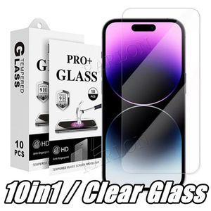 Temperred Glass Clear Screen Protector 9H 2.5D Film anti-shatter pour iPhone 15 14 Pro Max 13 12 11 XS Samsung Galaxy S22 plus S21 Fe A32 A03S A52 A33 A53 avec paquet de détail