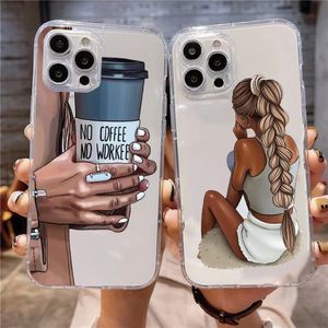 Pour iPhone15 Mobile Phone Shell Europe and America New Coffee Girl Batch Shell Shell Apple 14 13 12 Pro Girl Phone Case