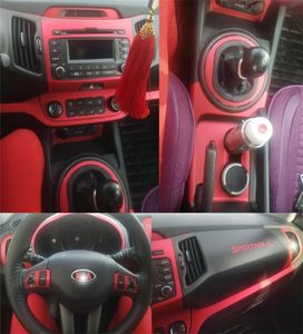 Para KIA Sportage R 2011-2017 Panel de Control Central Interior manija de puerta 5 pegatinas de fibra de carbono calcomanías estilo de coche cortado 6635586
