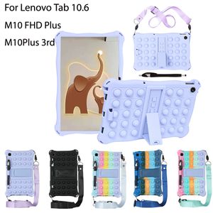 Pour Lenovo Tab M10 Plus 3rd 10,6 pouces Coque en silicone souple bulle enfants couverture pour M10 FHD Plus 10.3 support antichoc étuis pour tablette Anti-Stress Fidget jouet pousser coque de protection