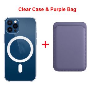 Pour Magsafe Cover Magretic Wallet Case pour iPhone 14 13 12 11 Pro Xs Max Mini Charge sans fil XR 8 Plus SE COINS DE CARTRE DE CARTRE