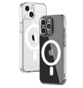 Para Magsafe, funda de cargador inalámbrico transparente para iPhone 14 13 12 11 Pro Max Mini, funda de teléfono con círculo magnético integrado Ultra transparente