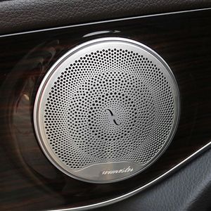 For Mercedes-Benz E C Class W213 W205 GLC X253 C253 260 200 Car Door Loudspeaker Sound Chrome Pad Speaker Cover Trim Frame Sticker259v