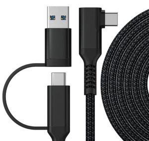 Para Oculus Quest 2 Cables de enlace USB 3.2 Gen 1 Cable de enlace Tipo C Transferencia de datos Carga rápida 3M 5M Steam VR Accesorios cables de cabeza de metal trenzado