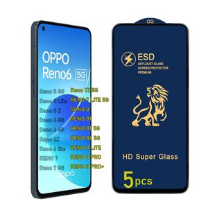 Pour Oppo Reno 4 5 6 7 8 Pro 7t 8t Ace 6Z 7Z Lite Temperred Glass Screen Protector Premium pas d'empreinte digitale anti-Dust ESD Verre