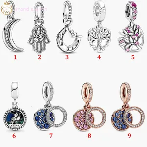 Voor pandora bedels sterling zilveren kralen racelets Pink Family Tree Style Moon Tag Safety Chain Hanger DIY