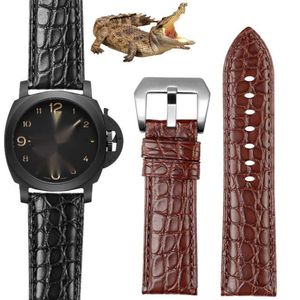 Correa de reloj de piel de cocodrilo para Panerai PAM441 111 PAM00753 correa de reloj Lumino Stealth de cuero auténtico pulsera de 22MM 24MM 26MM