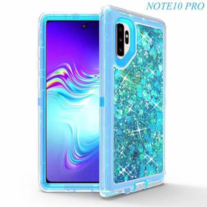 Para Samsung S20 Ultra Note10 Mil-Grade Protection Plus Protección contra caídas Enchufe a prueba de polvo Quicksand robot Glitter Funda para teléfono