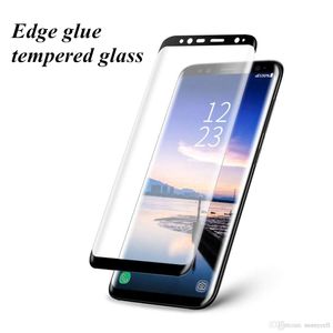 Protecteur d'écran pour Samsung S6 S7 S8 S9 Plus Note 8 9 Edge Glue 3D incurvé en verre trempé anti-rayures avec emballage de vente au détail