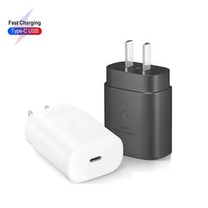 Pour Samsung adaptateur mural Charge super rapide S22 Plus Ultra S23 5G chargeur 25W Pd EU US UK AU pour Galaxy Note 20 S23 Z Flip 4 chargeurs de téléphone portable