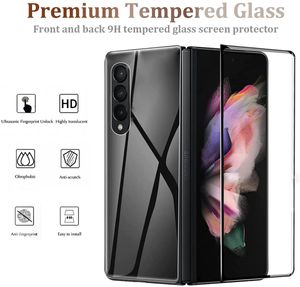 Para Samsung Z Fold 3 5G Protector de pantalla 3D Película de vidrio templado curvado Frente + Impresión de seda trasera Compatible con Galaxy Fold3