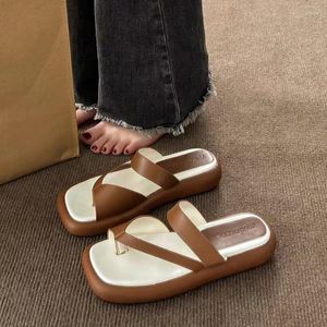 Para sandalias, la plataforma de zapatos de mujeres de verano de la moda casual retro de zapatillas modernas resbalando 779