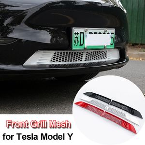 Pour Tesla modèle Y grille avant maille Anti-insecte poussière Grille Grille insertion inférieure pare-chocs gril revêtement d'habillage filet corps Kit accessoires