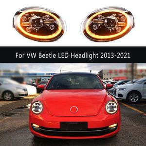 Para VW Beetle Conjunto de faros LED 13-21 DRL Luz de circulación diurna Streamer Indicador de señal de giro Luz De Carretera Lente de proyector Angel Eye