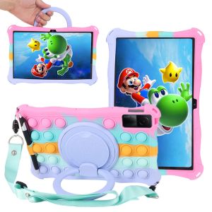 Pour Xiaomi Redmi Pad 10,6 pouces MiPad 6/5 Pro Case Soft Bubble Silicone Poignée 360 Rotation Stand Cover Enfants Antichoc Cas avec Bandoulière