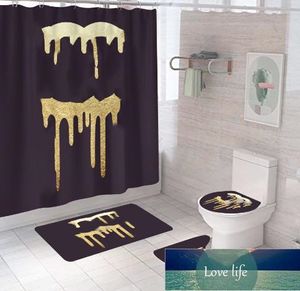Commerce extérieur impression numérique rideau de douche tapis de sol quatre pièces ensemble combinaison salle de bain tapis ensemble en gros