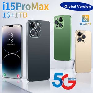 Téléphone portable transfrontalier I15 Pro Max, écran goutte d'eau, 16 + 1T, Android, livraison directe d'usine, commerce extérieur
