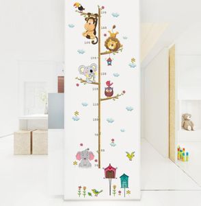 Animaux forestiers Lion singe hibou house arbre hauteur Mesure mural autocollant pour les enfants pour enfants