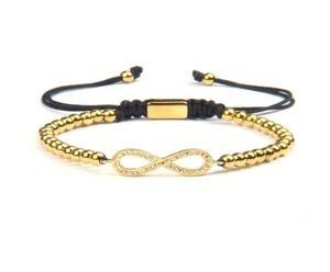 Forever Love Infinity Bracelet Gold and Silver CZ Beads Bracelet con joyas de acero inoxidable de 4 mm para parejas1168847